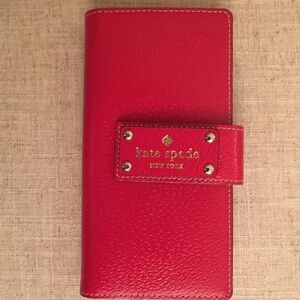 NEW Kate Spade Red Pebbled Leather Wallet